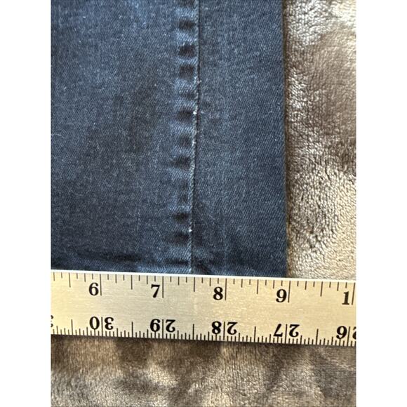 MTO International Women's Flared Bootcut Jeans Dark Blue Diamond Button Size 44 - Picture 4 of 13